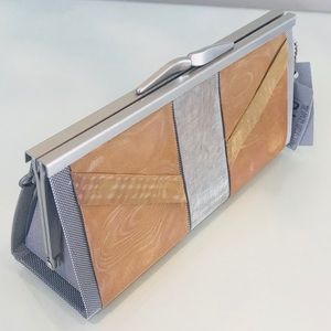 24k Gold / steel (silver) evening purse clutch